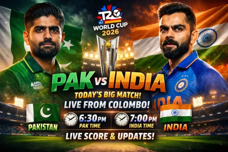 Pak vs India Today Match Time
