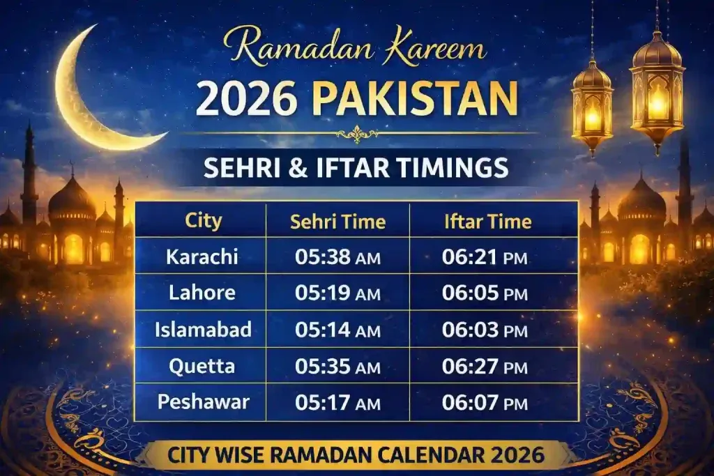 Ramadan Sehri and Iftar Time 2026