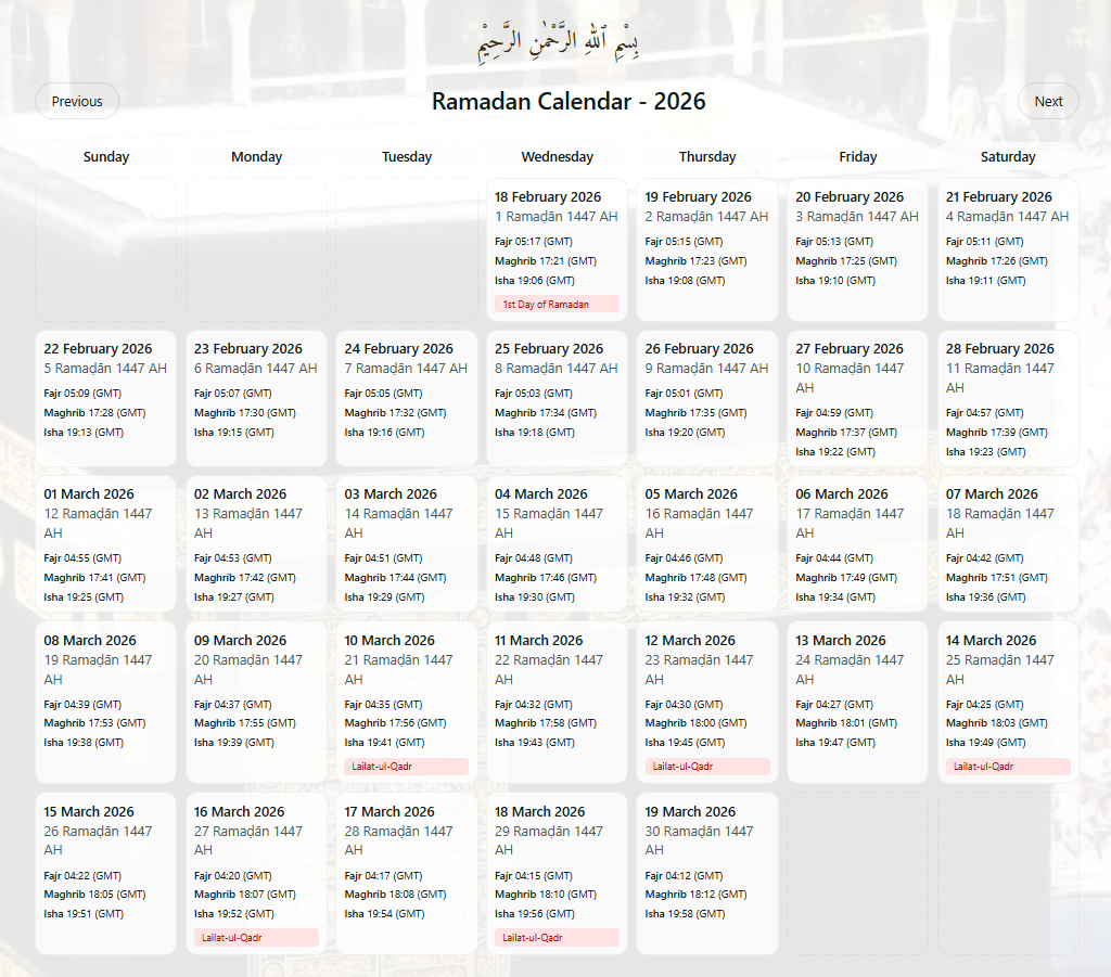 Ramadan Mubarak 2026